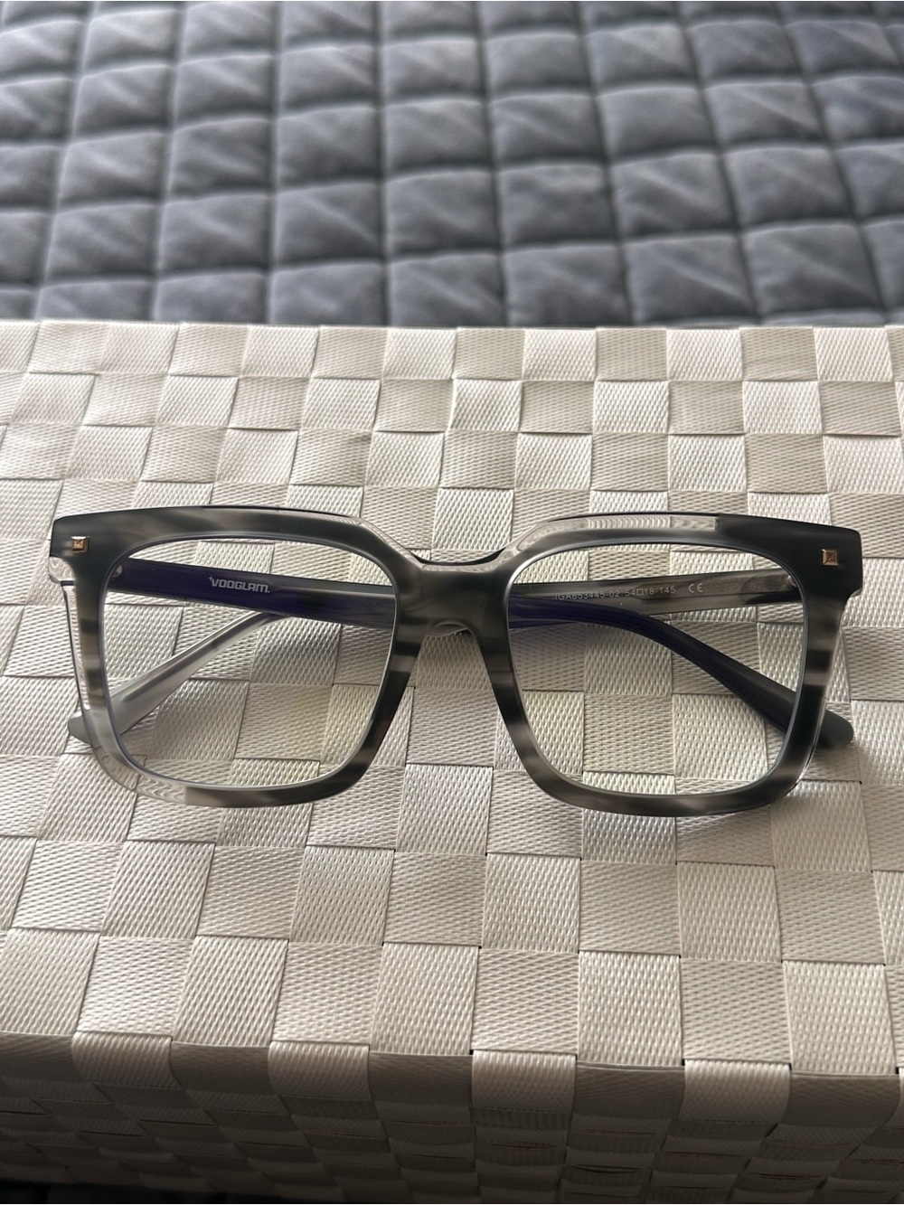 Vooglam chunky square grey and clear glasses frames